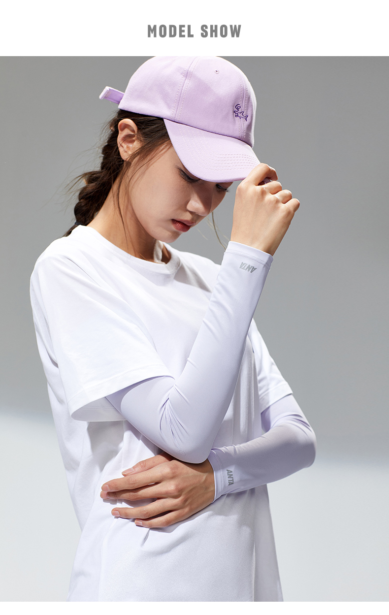 安踏防晒袖套男女夏季冰丝手袖开车长款网纱薄款冰袖护臂 白色-2 s【