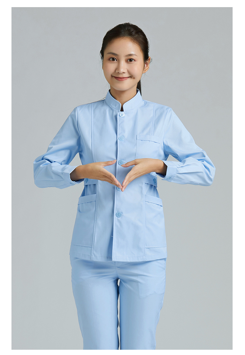 养老院护工工作服男女立领护士服长袖分体套装短袖口腔牙科足疗养 男