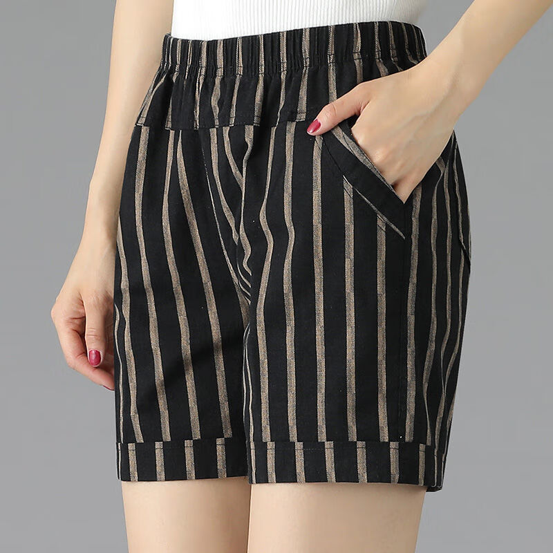 短裤女外穿热裤夏季 妈妈短裤外穿夏季薄款棉麻夏天直筒宽松中老年