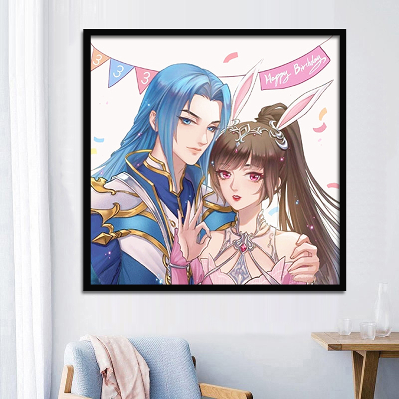 唐三小五钻石画钻石画圆钻满钻卡通动漫斗罗大陆唐三小舞情侣房间客厅