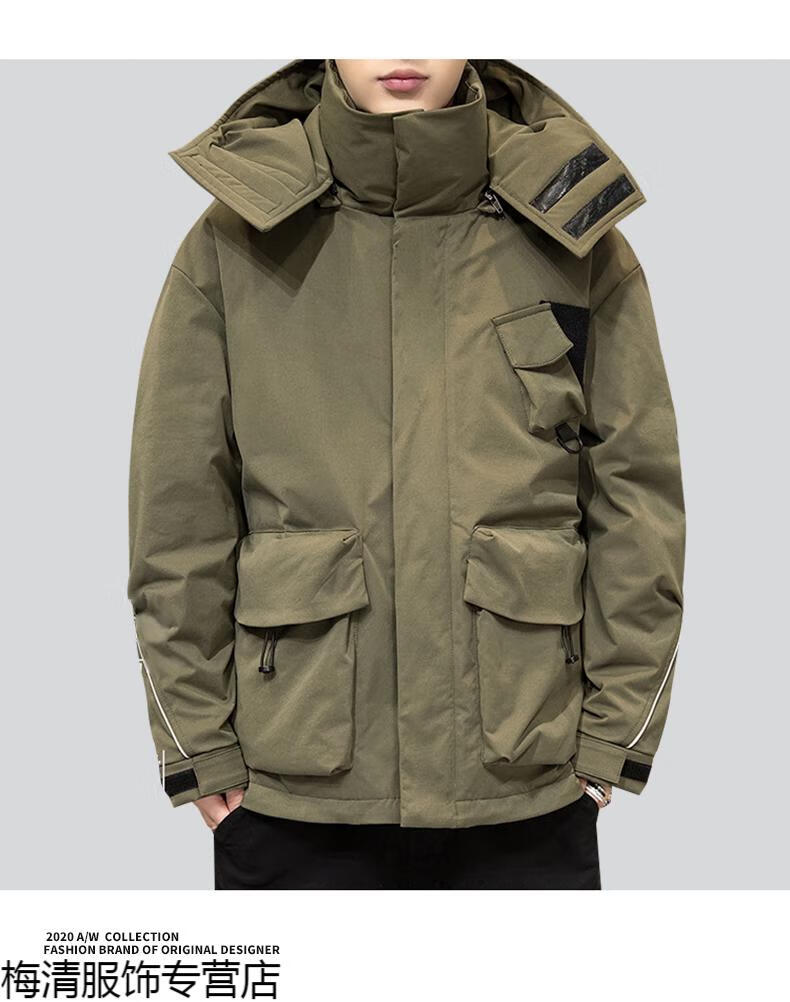 优品衣库冬季男士工装羽绒服2020年新款男保暖外套男款鸭绒港风短款