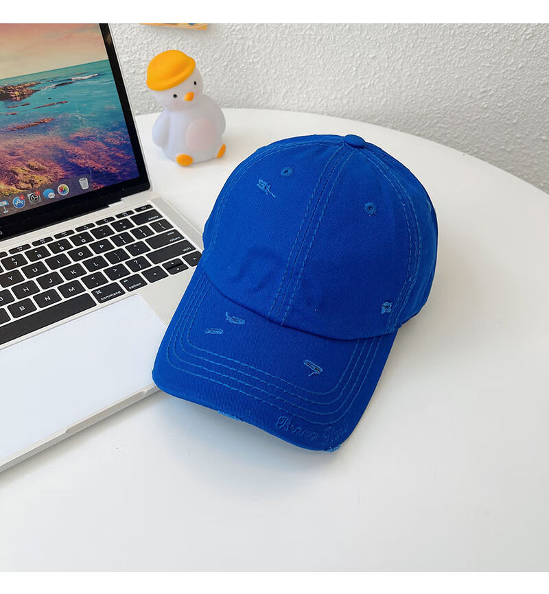 克莱因蓝帽子韩版大头围遮阳显脸小鸭舌帽新款时尚克莱因蓝m可调节