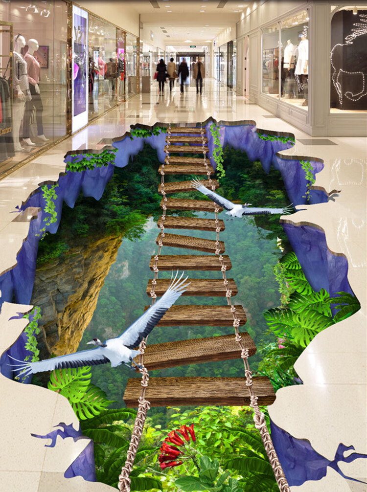 可狄地贴3d立体地砖地贴贴纸创意风景地贴地面装饰水耐磨仿真地砖画04