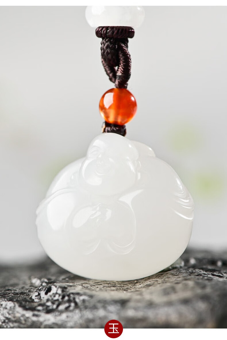 和玉情新疆和田玉弥勒佛玉吊坠女款大肚笑佛玉挂件玉石项链青玉款