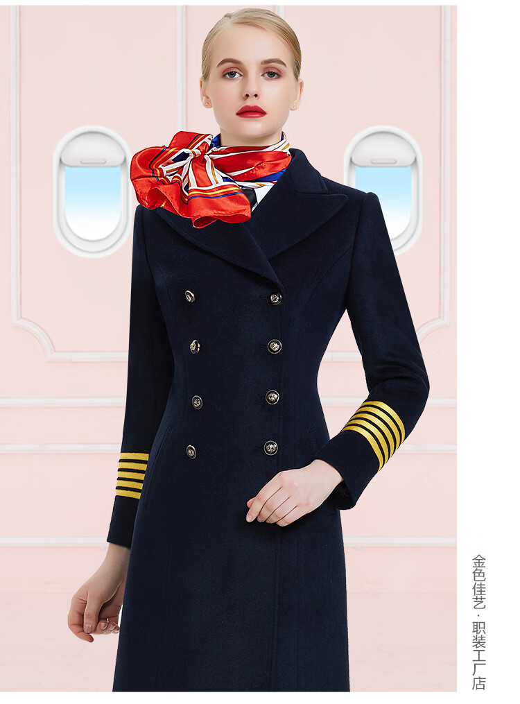 【空姐冬装大衣】空姐毛呢大衣女机长大气2020年新款职业呢子风衣工作