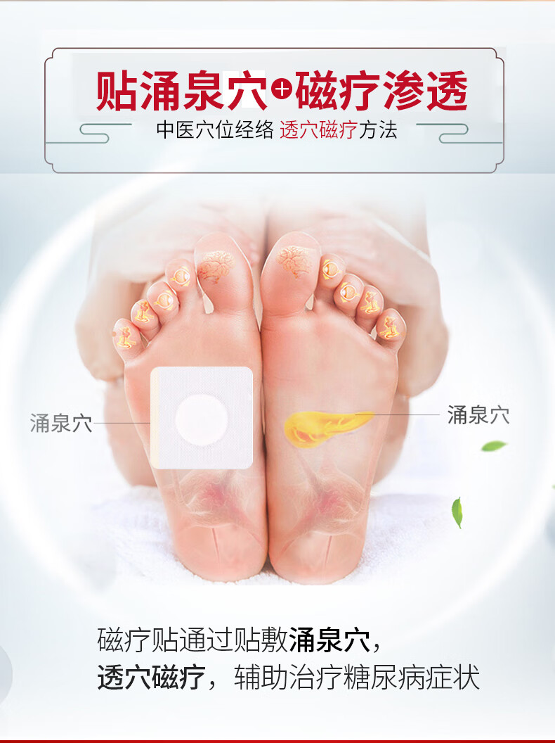 祖医堂化唐消穴位磁疗贴用于糖尿病引起症状的辅助治疗贴敷足底涌泉穴