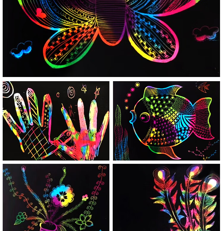 儿童刮画笔刮画纸工具diy竹笔竹签刮蜡笔手工制作美术材料刮刮笔 刮画