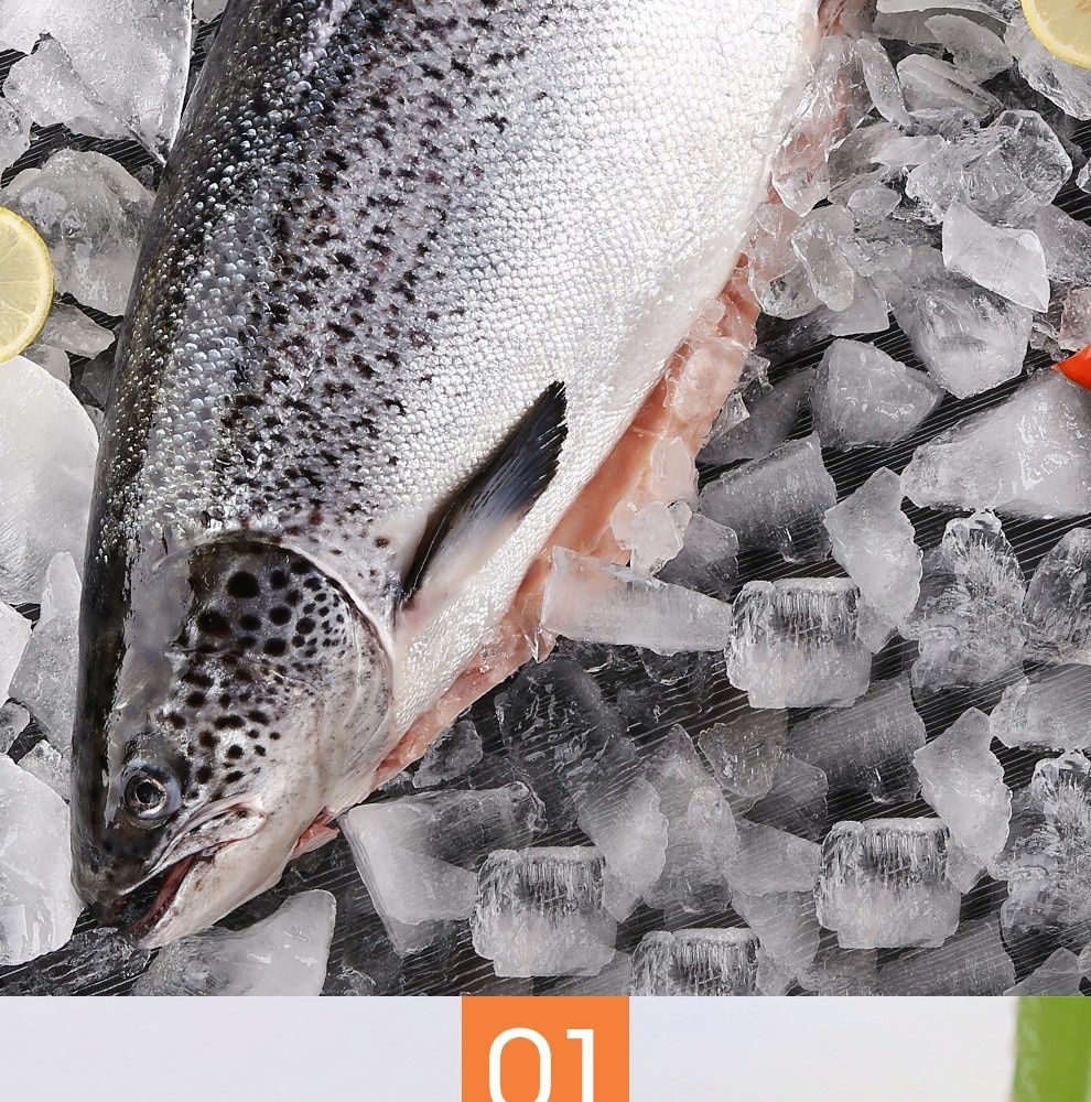 崇鲜新鲜冰鲜三文鱼整条1012斤大西洋鲑刺身5500g