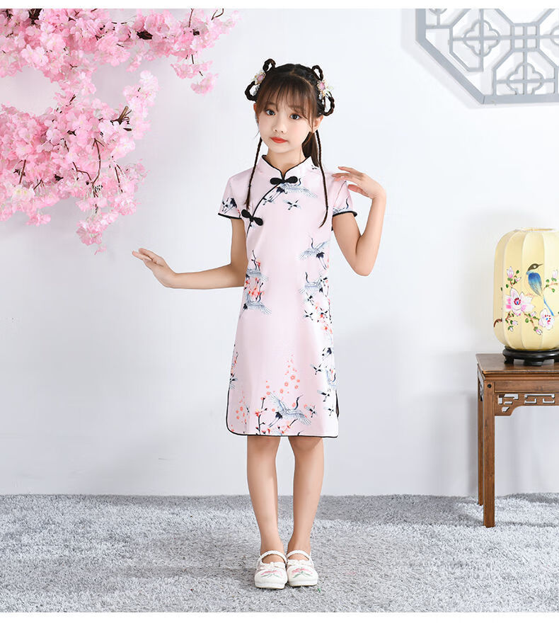 汉立儿童旗袍汉服女童夏季中国风唐装女孩子夏天中大童古装小学生复古