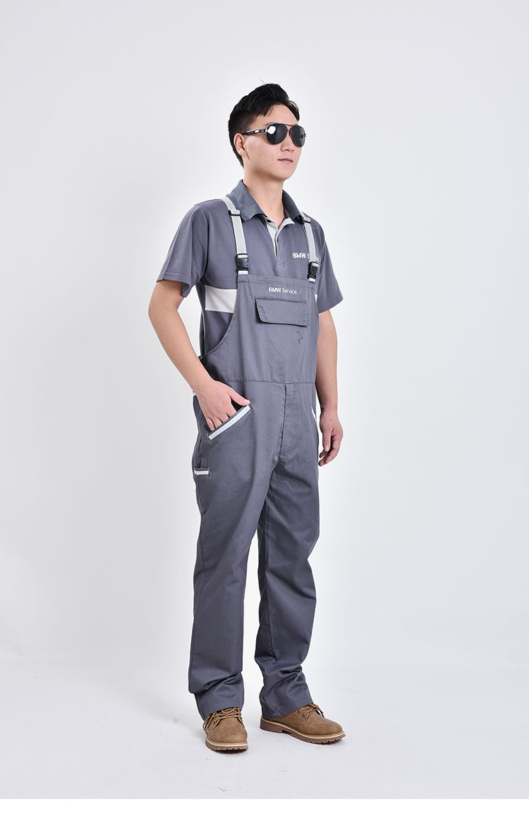 宝马工作服夏款背带裤汽车4s店工作裤售后车间机服修维修耐磨工裤男