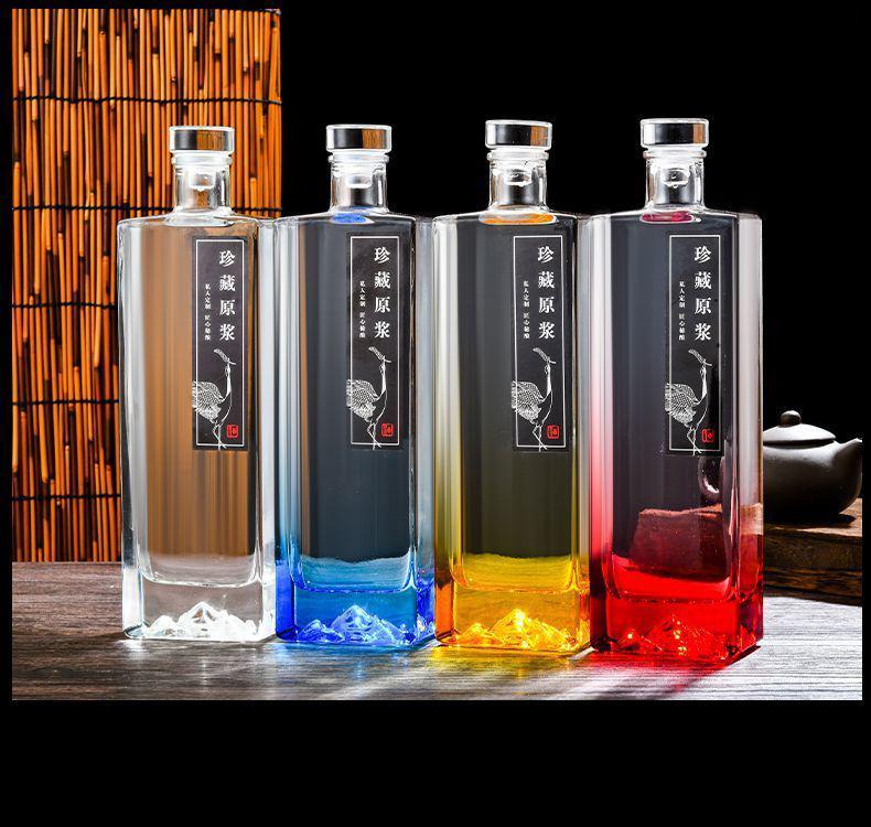 空酒瓶高档空白酒瓶白酒瓶空瓶透明玻璃家用泡酒瓶密封罐定制一斤装