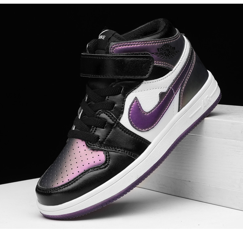 篮球鞋儿童版aj鞋变色龙鸳鸯2020秋季男童女童鞋篮球鞋 白红 26码/内