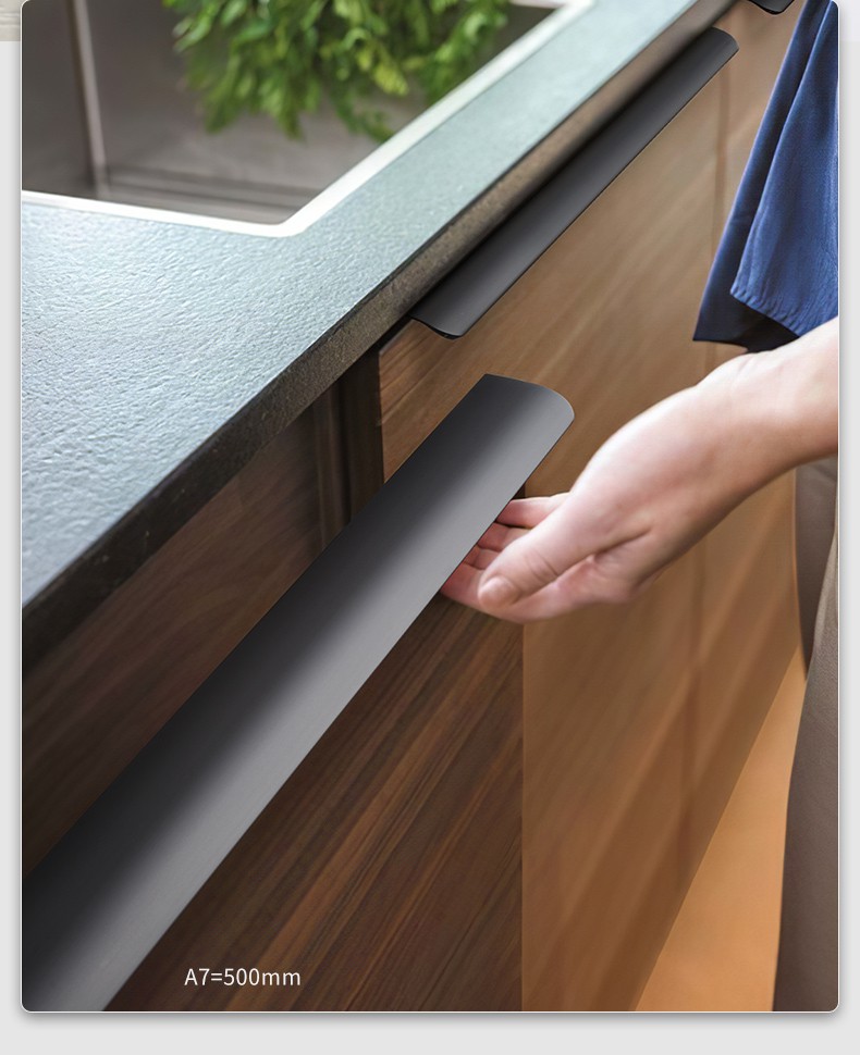 定制隐形拉手长黑色现代简约免打孔暗抽屉柜门橱柜衣柜轻奢北欧门把手