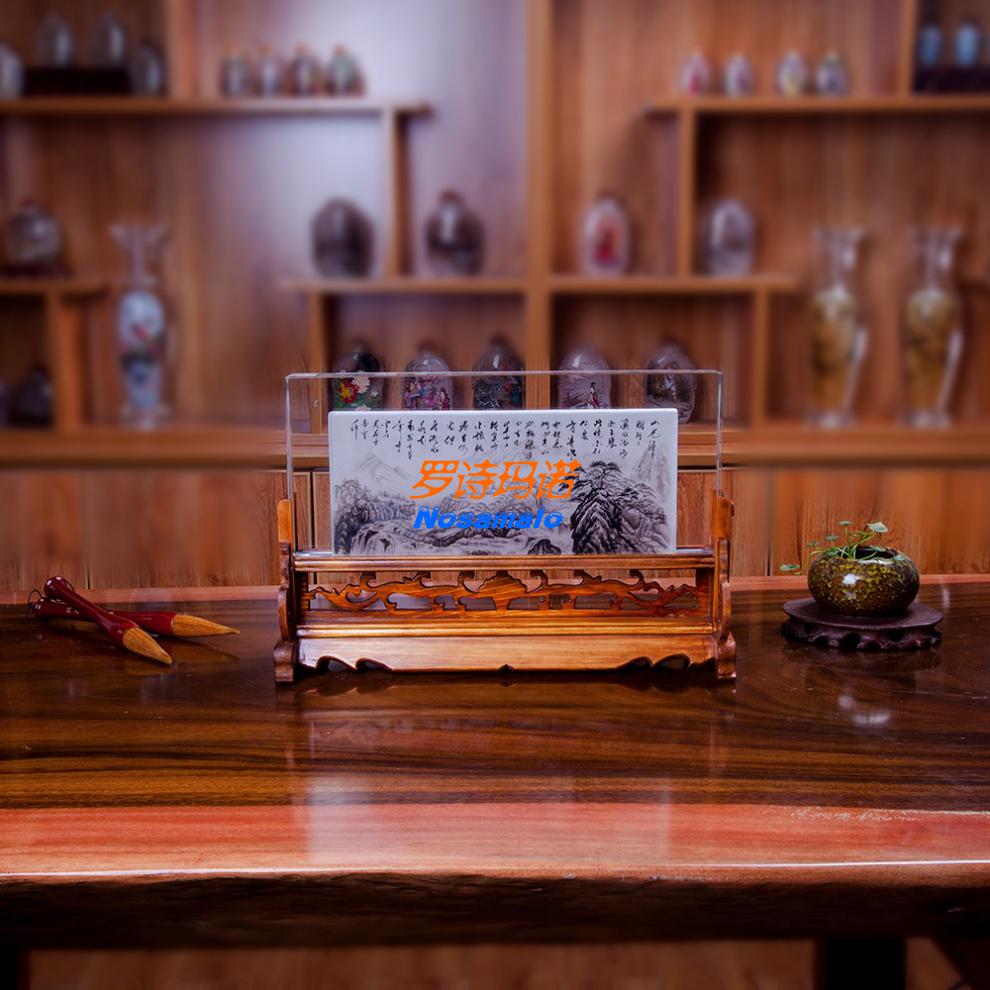 内画屏风水晶商务礼品办公桌摆件创意八骏图摆件山水竹梅 40厘米岁寒