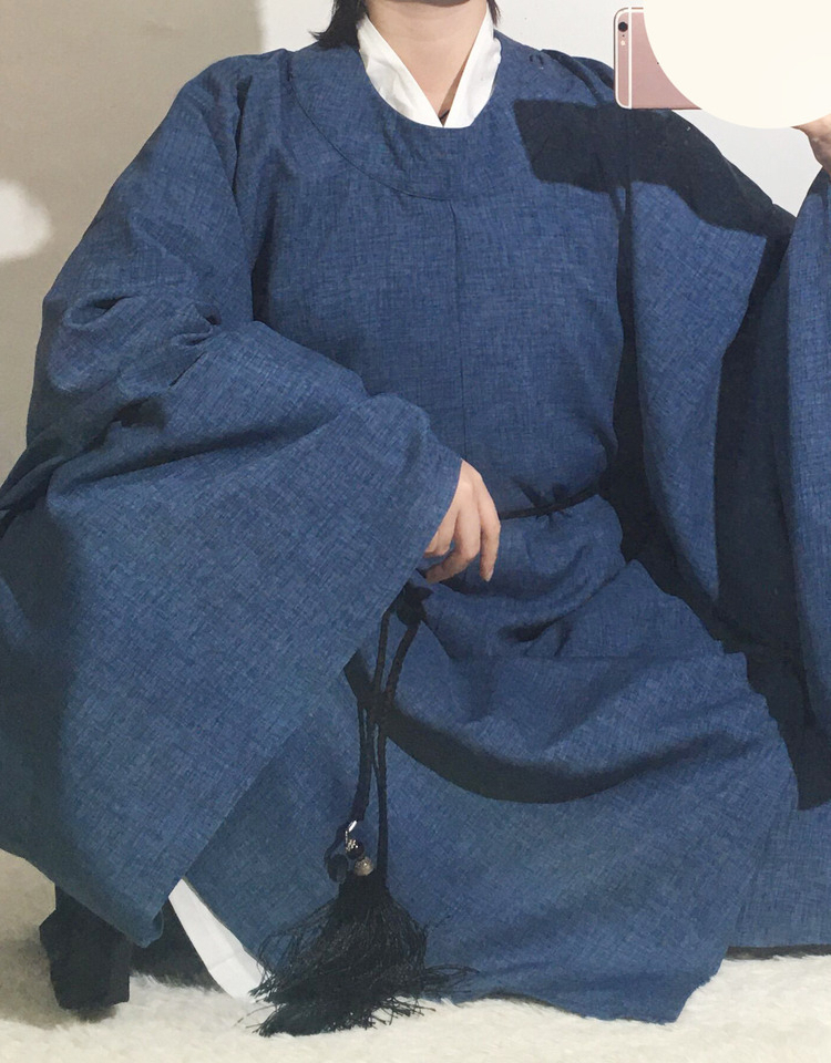 圆领袍宋制汉服男鸟鸣涧色宽袖纯色36袍仿麻观云古风道袍古装戏服