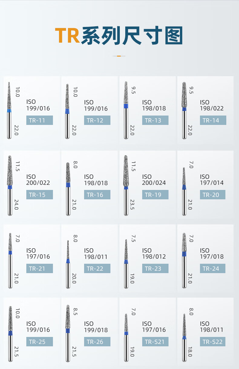 熙福金刚砂车针备牙口腔套装牙科型号tr系列齿科高速手机磨牙工具 tr