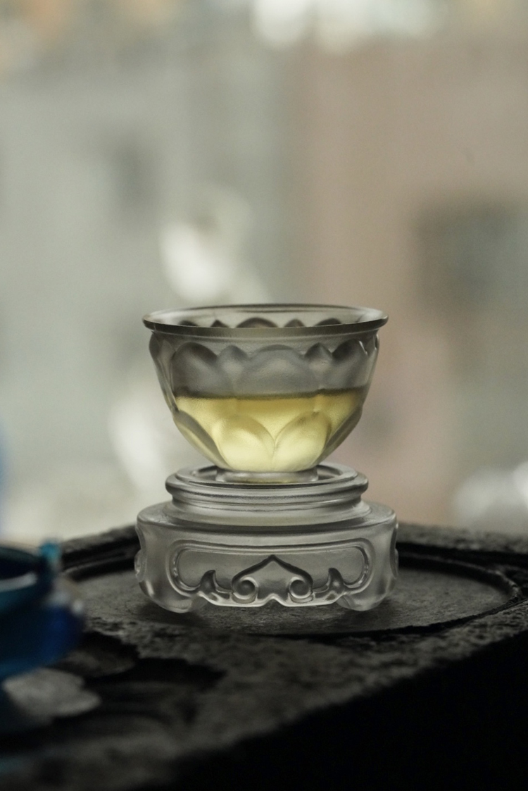 2022新款梁明毓琉璃茶杯莲花杯超薄白色