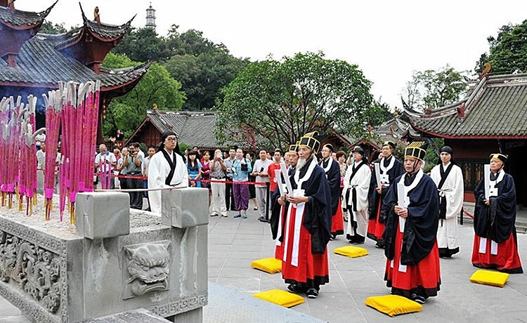 官陪祭官服装民间祭祀典礼八佾舞古装中国风成人汉服藏青色配黑色边m