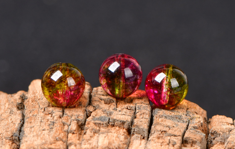 7a冰种西瓜晶爆花晶散珠子diy红绿水晶手工饰品配饰手链串珠整包赠