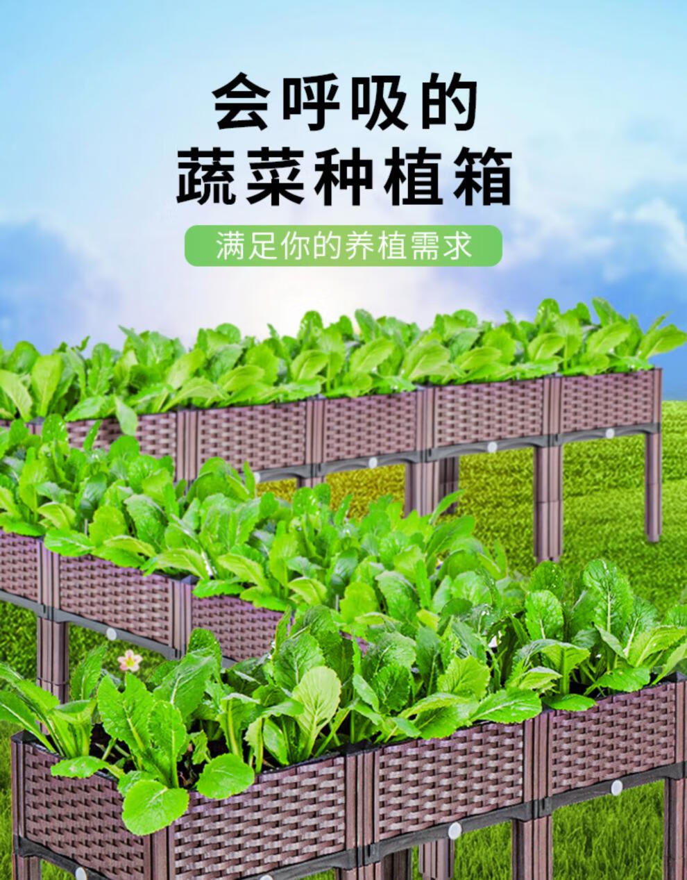 种菜架家庭阳台种菜神器蔬菜专用箱种植箱楼顶架长方形塑料花盆加深
