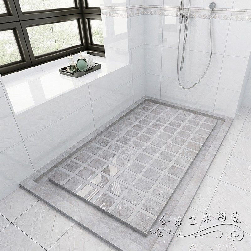 淋浴房脚踏石通体仿大理石6001200卫生间淋浴房浴室防滑地砖凹凸拉槽