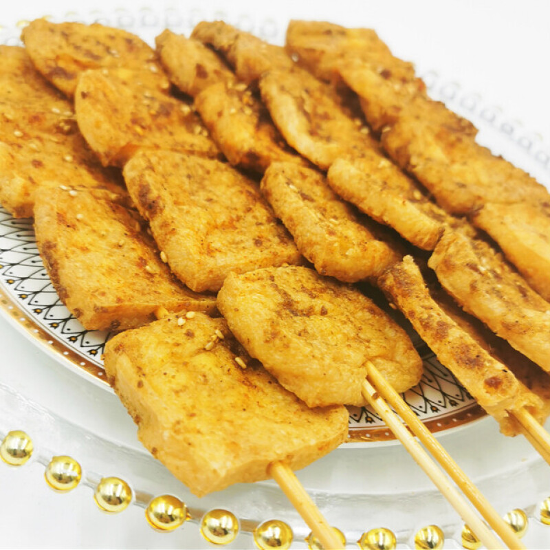 黄色臭豆腐串冷冻油炸风味小吃臭豆腐20串烧烤油炸小吃半成品【图片