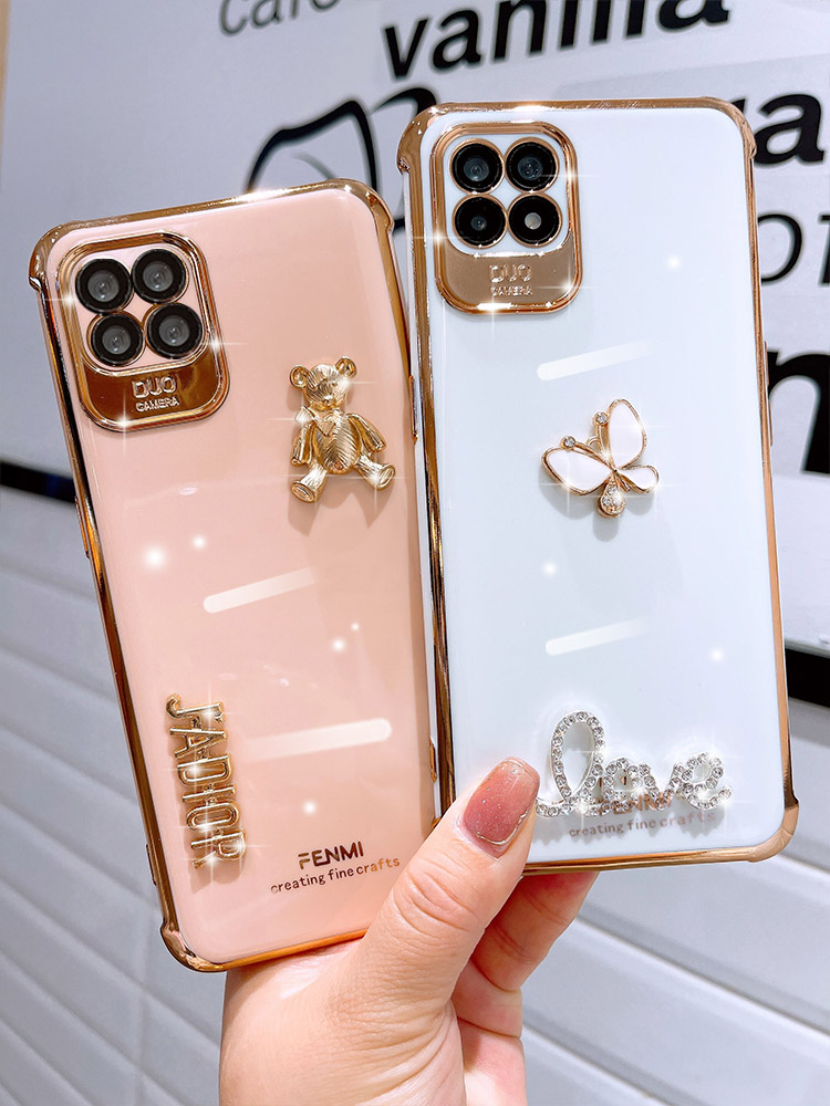 威布斯适用opporeno4se手机壳轻奢风网红女神oppo电镀金边reno4se外壳