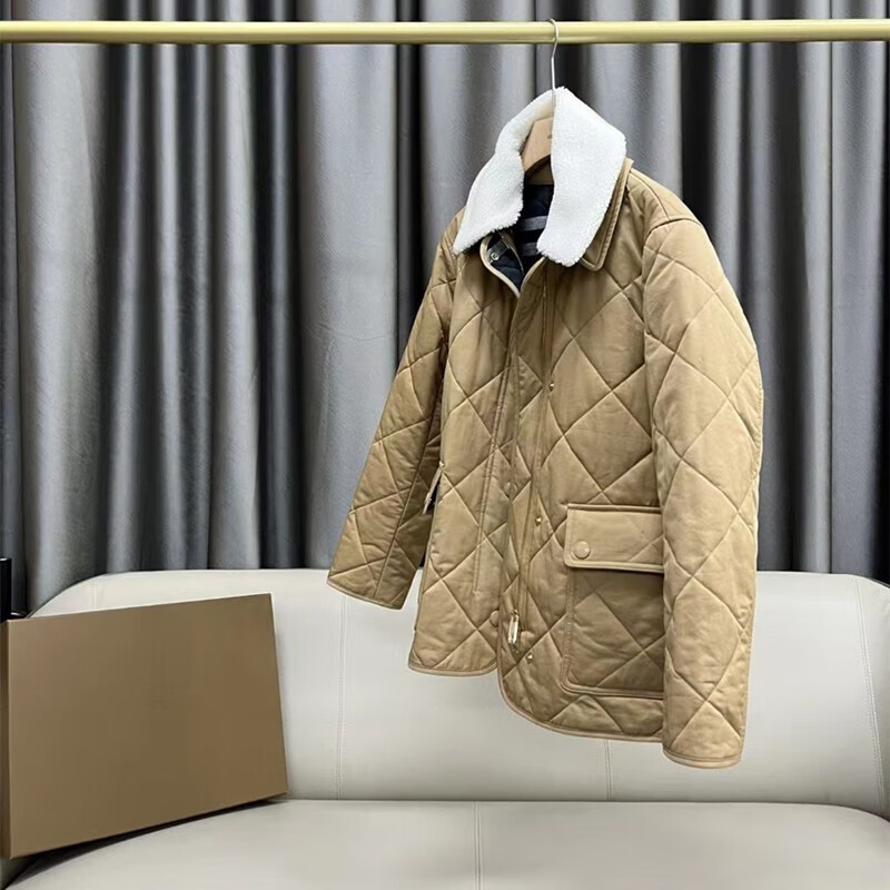 奢侈品巴宝莉bur欧洲站潮牌棉服22冬季新款复古菱格夹棉青年男女同款