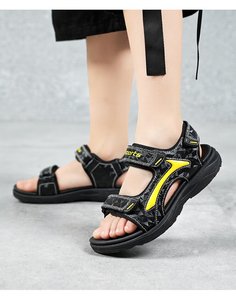 oooh潮牌凉鞋男童凉鞋夏季小学生中大童儿童时尚软底男孩露趾沙滩鞋子