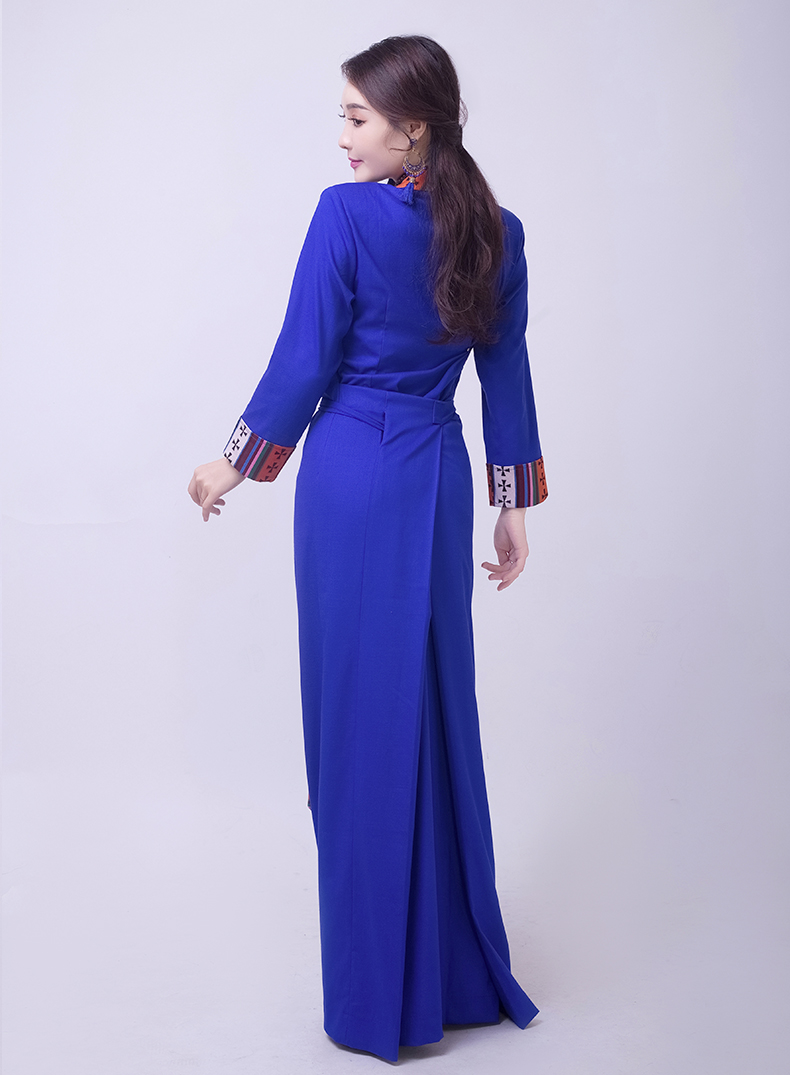 女】服装新款博拉西藏服民族风西藏拉萨服装服饰藏式演出服 宝蓝色 l