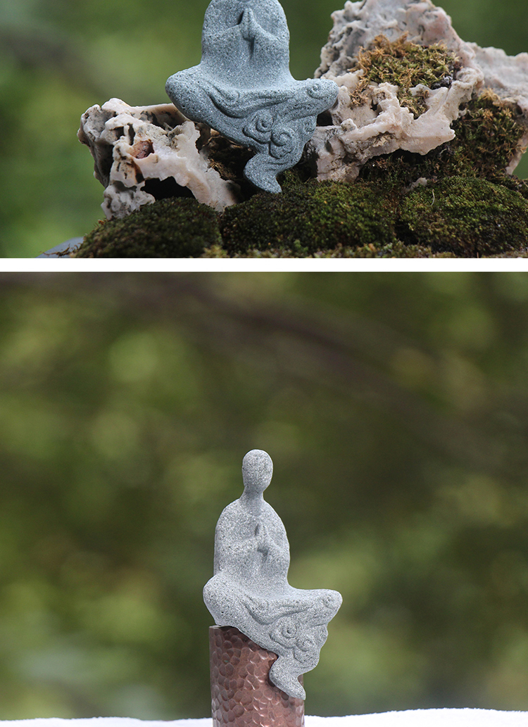 石头佛像摆件假山水景石佛鱼缸造景佛沉水小沙弥盆景上水石小摆件 小)