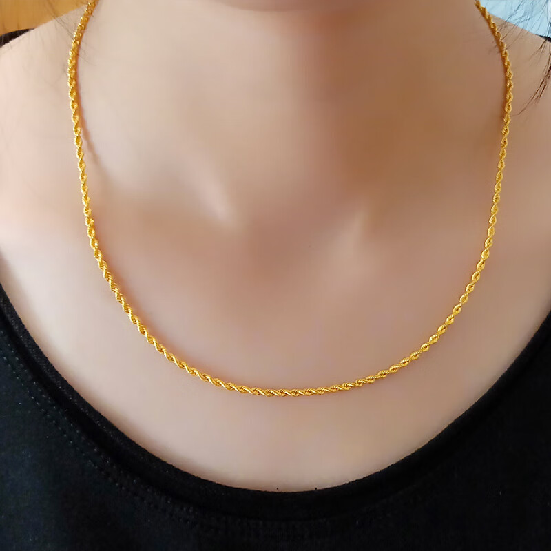 老凤凰黄金项链9999足金链子真金饰品真金首饰麻花链麻绳链结实粗细款