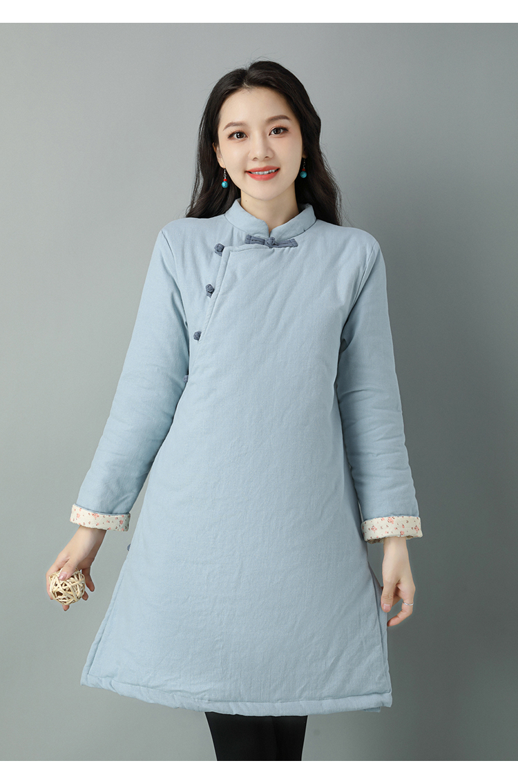 唐装棉袄女古典汉服复古中式古风禅意茶服冬季中国风加厚夹棉中长款