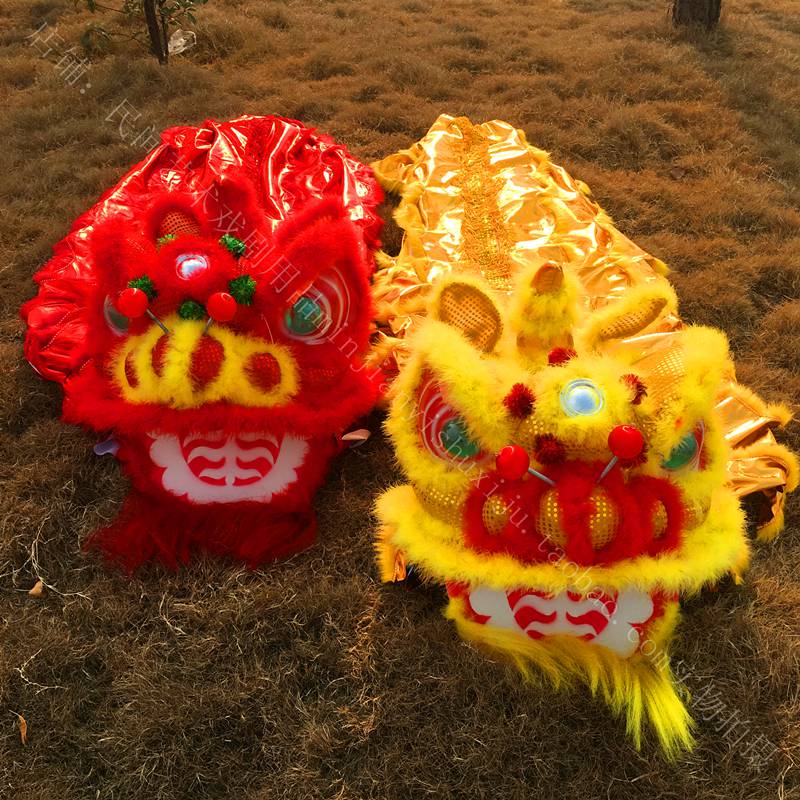 舞狮套装成人 南狮醒狮舞狮子道具狮头成人南狮子双人舞狮整套 红色1