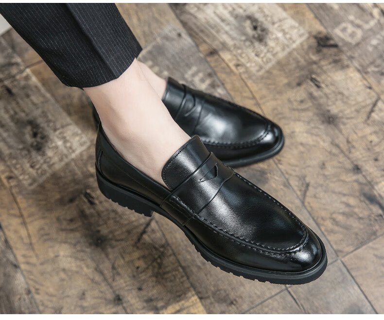 轻奢高端大牌品质搭配职业正装穿的男士豆豆鞋冬季年新款潮鞋小皮鞋男