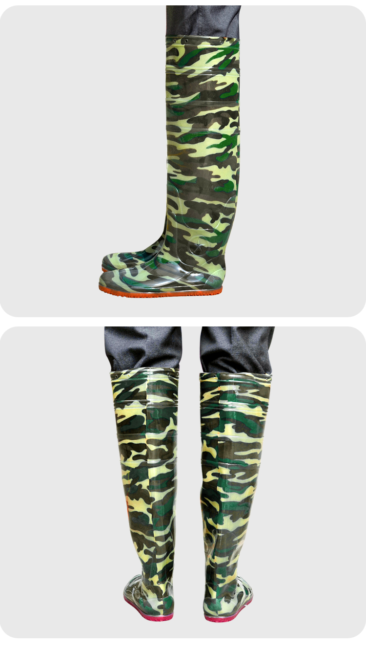 农用高帮雨靴下田插秧水鞋水田靴软底靴男女过膝软平底一体水田鞋超高