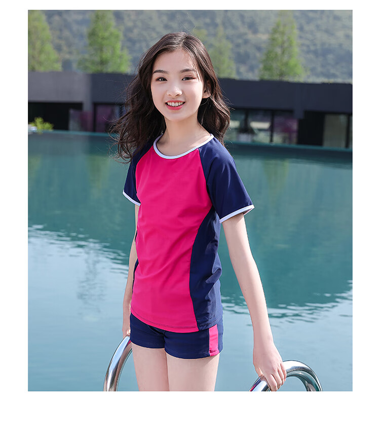 2022新款14儿童泳衣女童分体式平角裤新款12中大童泳装13岁女孩学生