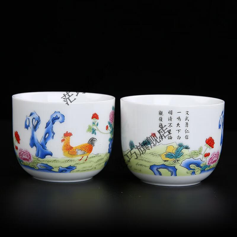 马未都观复鸡缸杯仿古乾隆缸式鸡缸杯 做旧茶具主人茶杯观复鸡缸杯 1