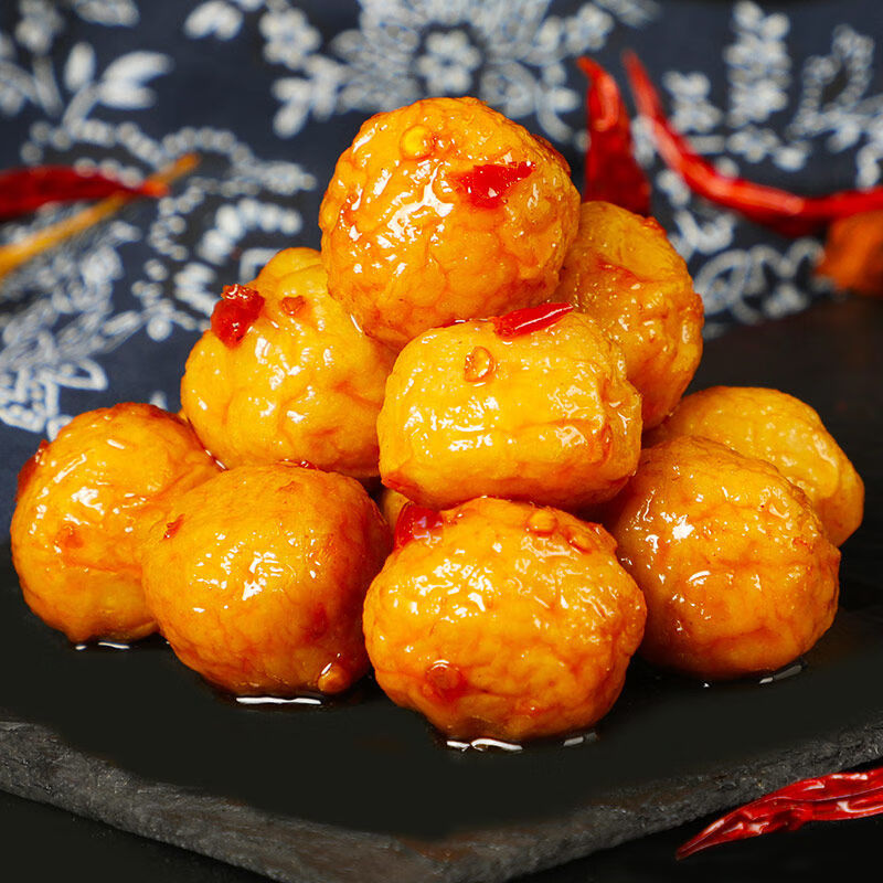 鱼蛋蛋即食鱼丸小包装食品休闲零食麻辣小吃香辣味买10包餸10包共40枚