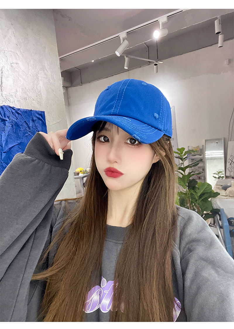 克莱因蓝帽子韩版大头围遮阳显脸小鸭舌帽新款时尚克莱因蓝m可调节