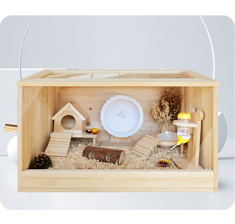 暮秋小主仓鼠笼子大别墅刺猬饲养箱防越狱金丝熊豚鼠基础实木大号保温