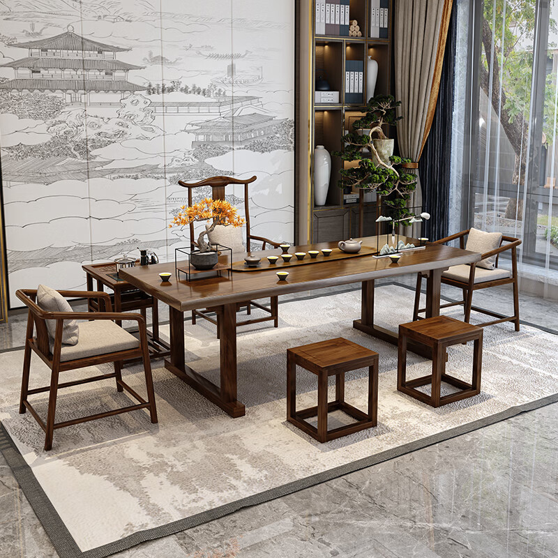 大板茶桌实木功夫茶桌椅组合泡茶桌新中式茶车茶座办公室简约小茶台