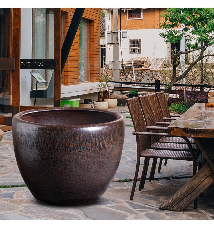 景德镇复古缸陶瓷大缸养鱼缸老式水缸庭院大缸造景风水缸d款直径70cm