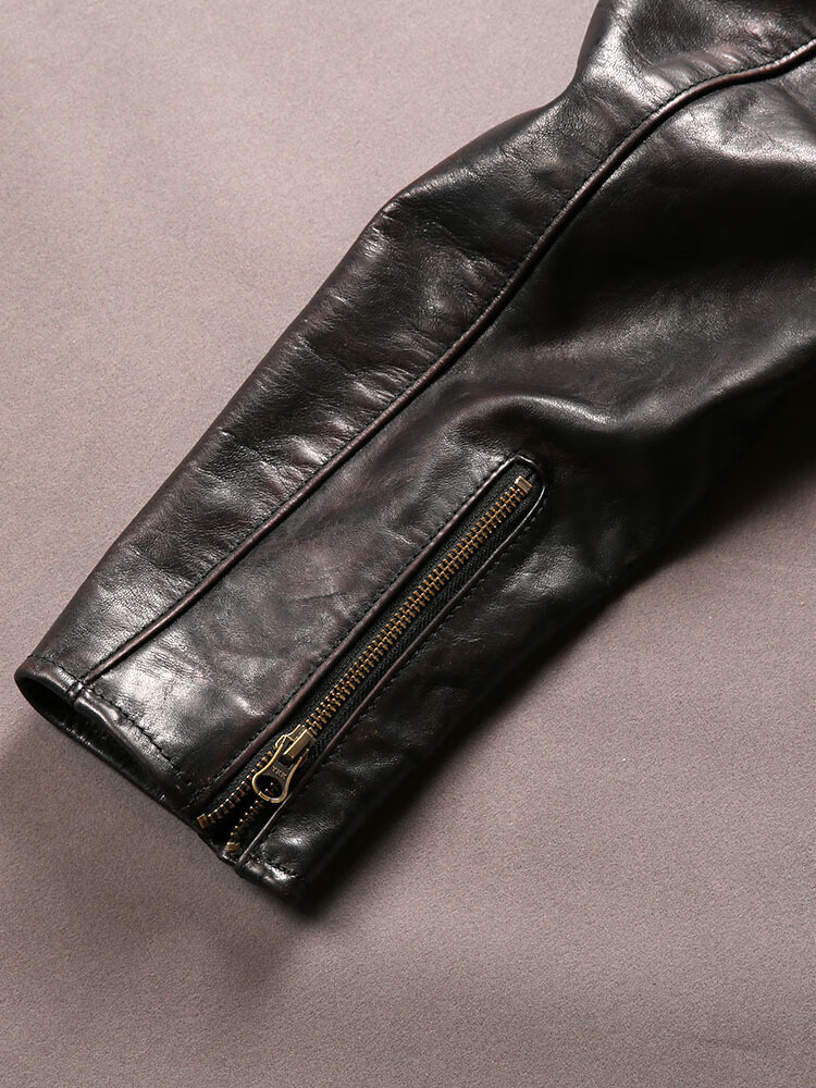 茶芯马皮皮衣男m-18日韩阿美咔叽机车翻领皮皮衣定制款 茶芯色 l