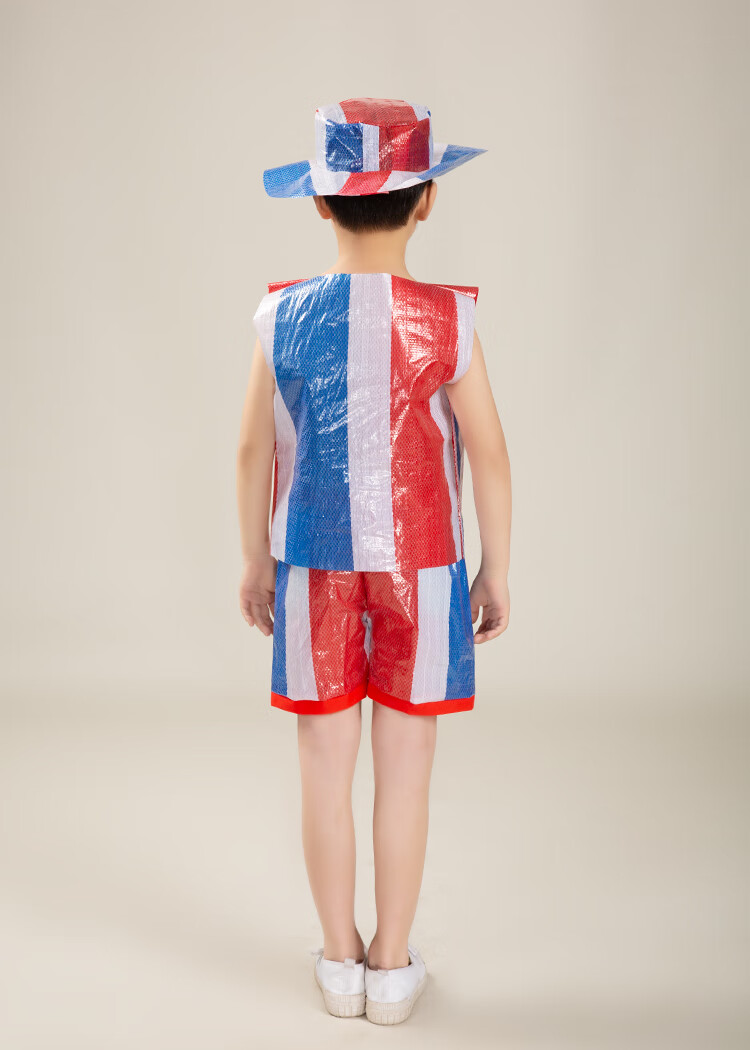 汉泉儿童环保时装秀衣服幼儿园手工diy演出服男女孩走秀表演服亲子