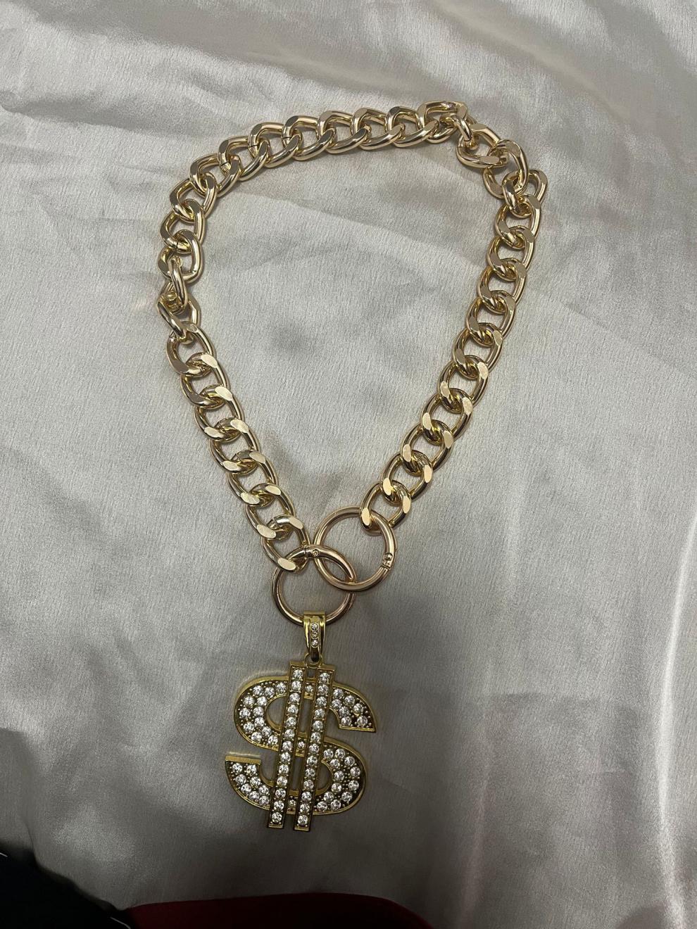 狗狗大金链子 浮夸暴富狗大金链子p链黄金项链斗牛犬嘻哈风格符号项链