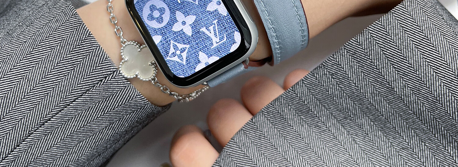 适用爱马仕款iwatch7se654苹果手表表带applewatch3真皮双圈牛皮表带