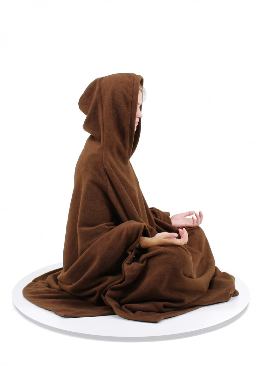 斗篷禅服男打坐披风秋冬季专用带帽坐禅被斗篷坐垫蒲团咖啡l码170cm