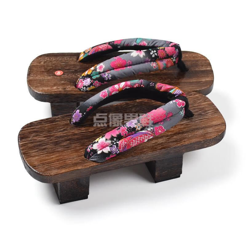 日本男式木屐拖鞋二齿绅士木拖人字拖cosplay男款板凳纯黑色二齿男42