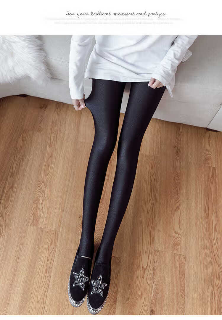 新品春春秋加肥光泽裤外穿高腰修身脚踩裤胖人200斤弹力打底裤高腰薄